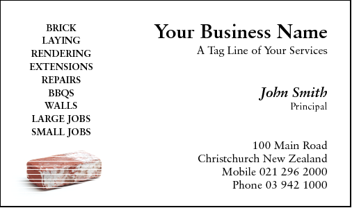 Business Card Design 176 for the Brick Laying Industry.