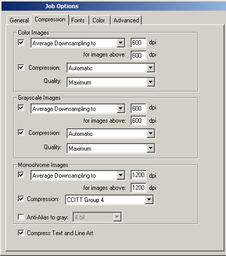 Distillers second tab settings.